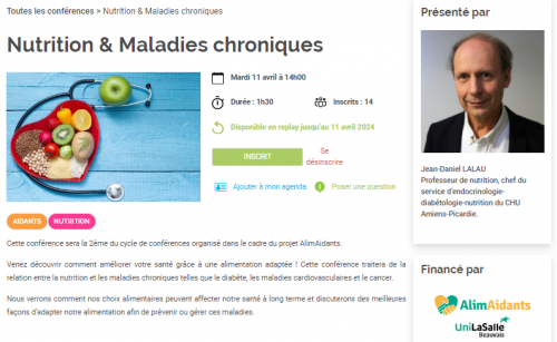 Mardi 11/04/23 : conférence gratuite | HappyVisio | " AlimAidants " par les équipes d'UniLaSalle Beauvais (Oise)